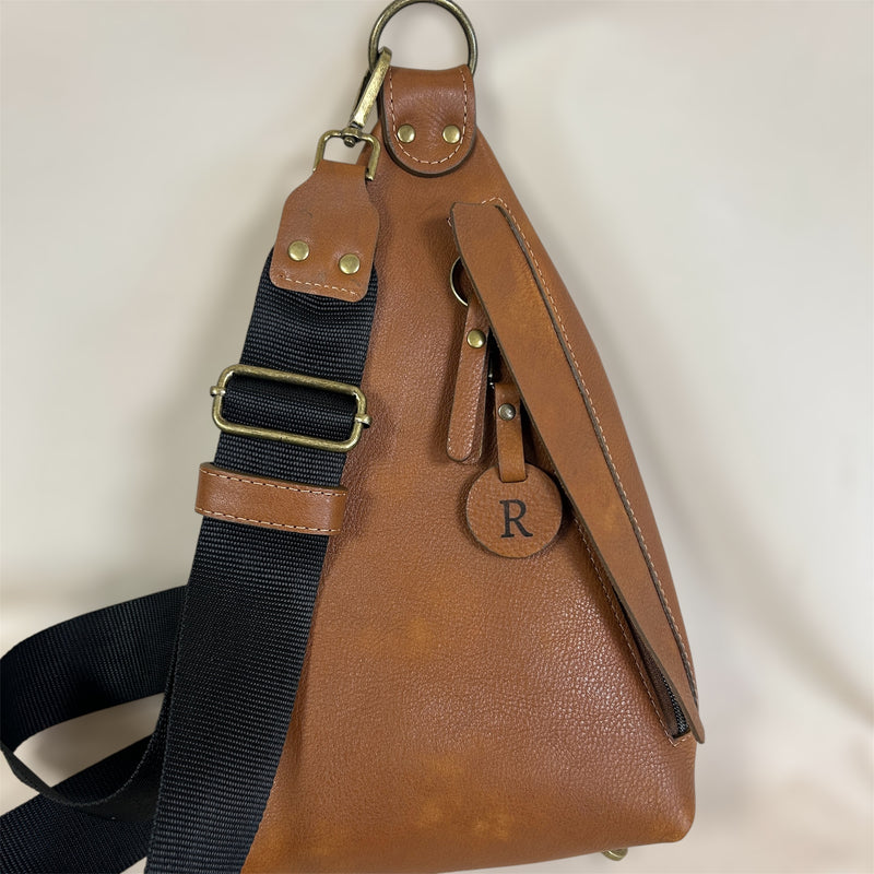 NEW - Delta Sling Bag  - 9 COLOURS - Leather Front and Back Cross Body Bag