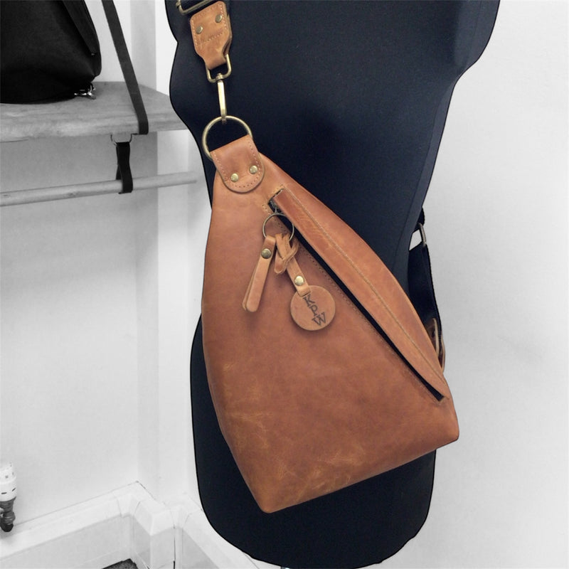 NEW - Delta Sling Bag  - 9 COLOURS - Leather Front and Back Cross Body Bag