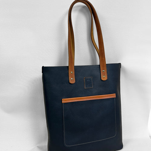 Leather Tote Bag - Black and Tan - READY TO SHIP COLLECTION