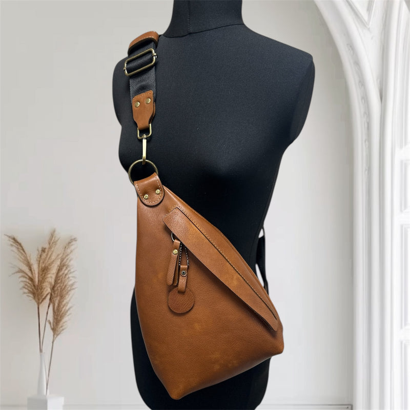 NEW - Delta Sling Bag  - 9 COLOURS - Leather Front and Back Cross Body Bag