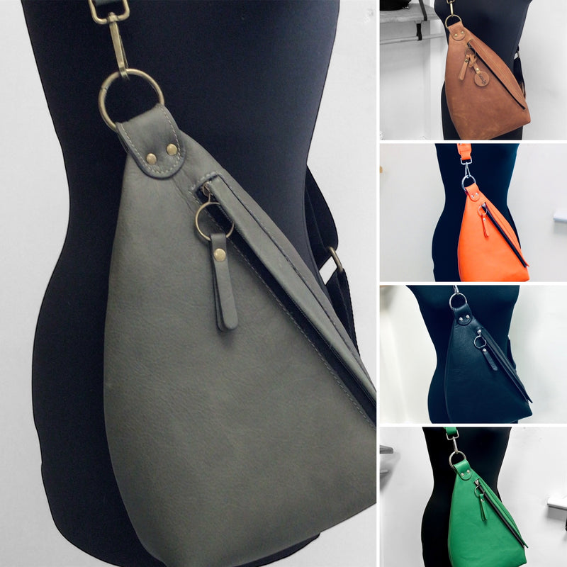 NEW - Delta Sling Bag  - 9 COLOURS - Leather Front and Back Cross Body Bag