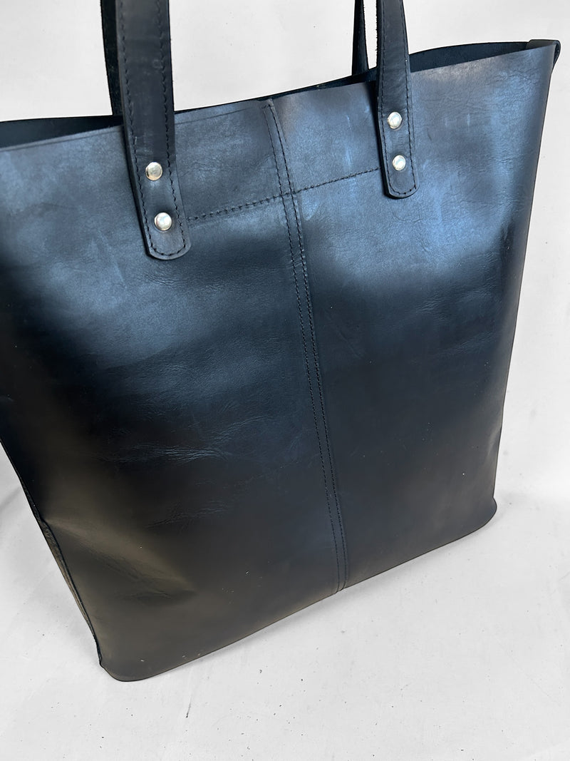 Timeless - Luxury Soft Full-Grain Black Leather Tote Bag