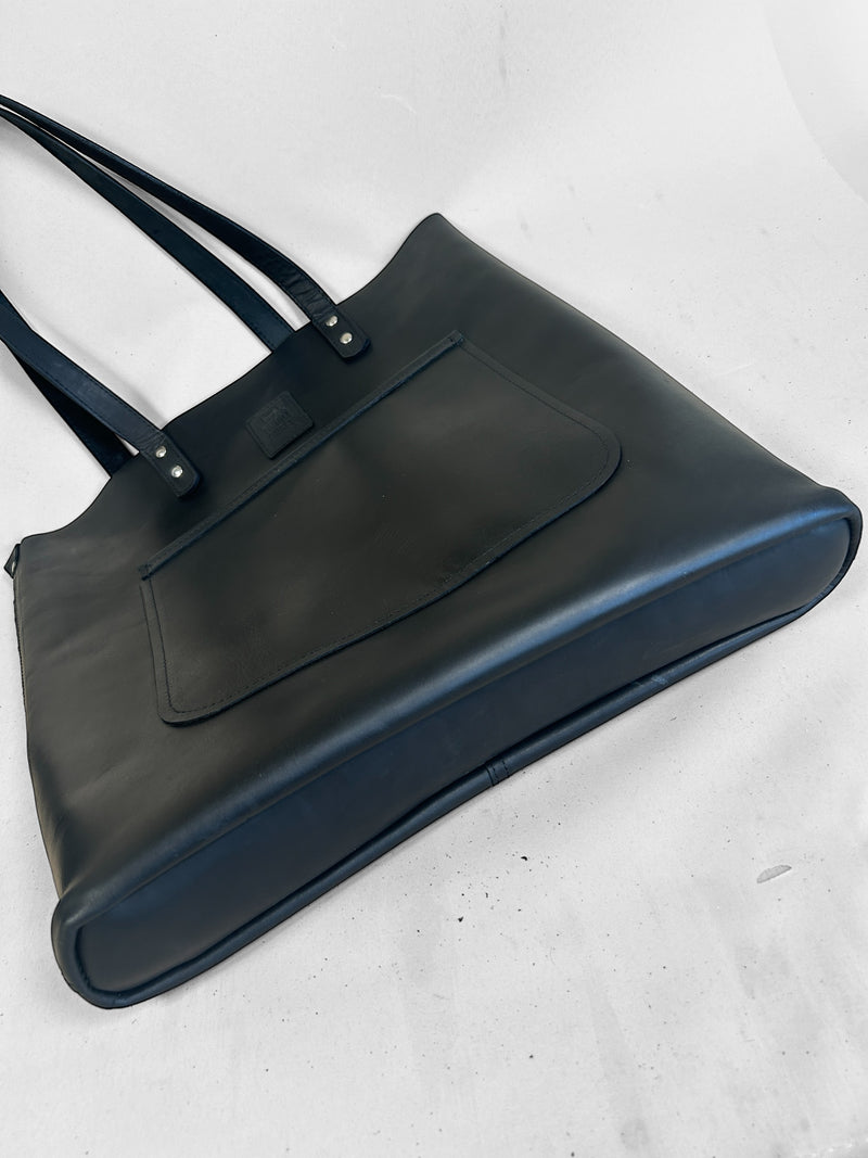 Timeless - Luxury Soft Full-Grain Black Leather Tote Bag