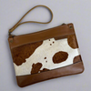 'Pasture' Extra Large Wristlet  - Tan Cow Print Leather - Ready to Ship