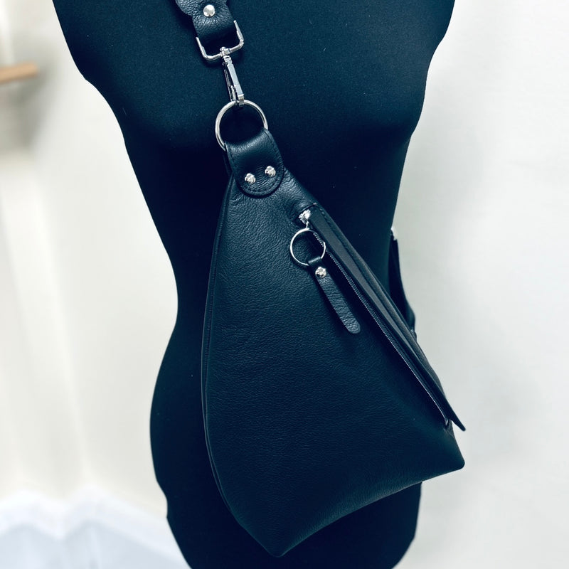 NEW - Delta Sling Bag  - 9 COLOURS - Leather Front and Back Cross Body Bag