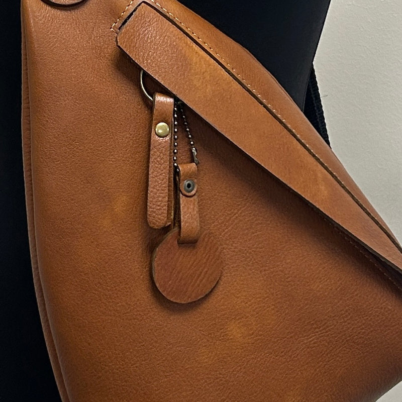 NEW - Delta Sling Bag  - 9 COLOURS - Leather Front and Back Cross Body Bag