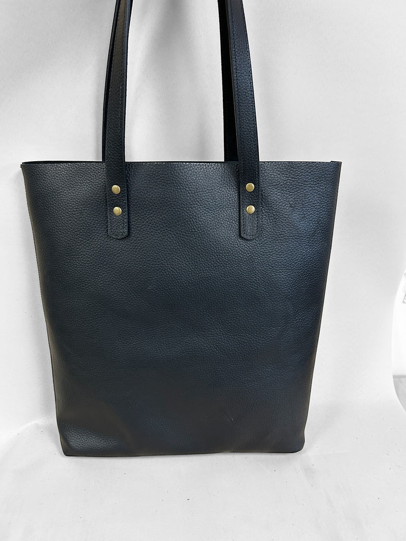 Timeless - Luxury Soft Full-Grain Black Leather Tote Bag