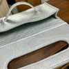 Silver Leather Grab Handled Clutch