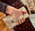 Gold/Silver Leather Grab Handled Clutch - Updated Version 2024