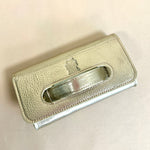 Gold/Silver Leather Grab Handled Clutch - Updated Version 2024