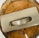 Platinum Gold   Leather Grab Handled Clutch