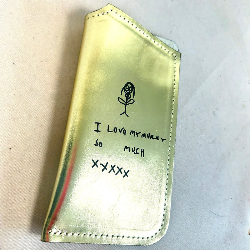 Gold Leather Sunglasses Case