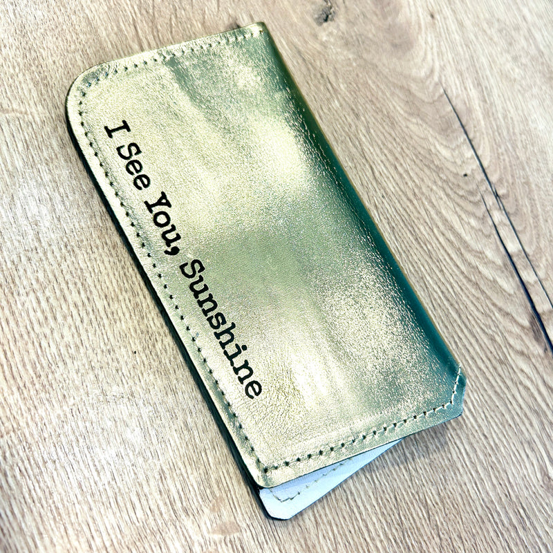 Gold Leather Sunglasses Case