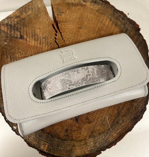 Soft Grey Grab Handle Clutch Bag - 2 Strap Bundle Deal