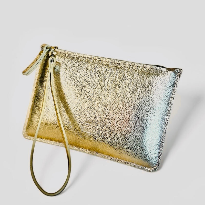 Starlight - Metallic Leather Clutch - Gold/Silver