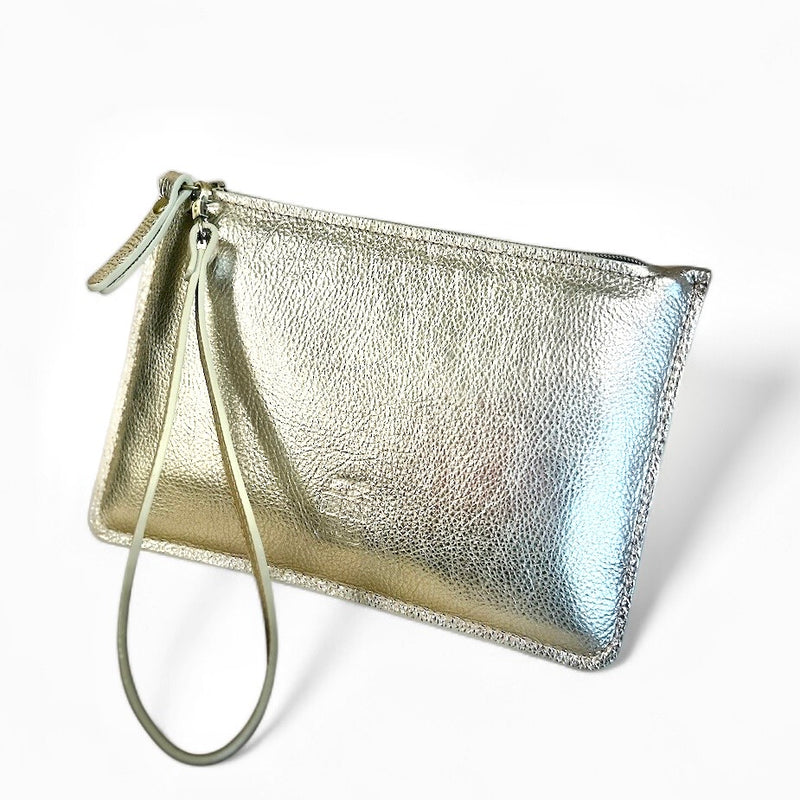 Starlight - Metallic Leather Clutch - Gold/Silver