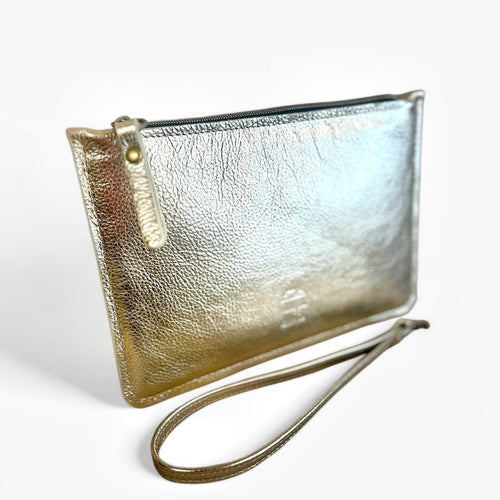 Starlight - Metallic Leather Clutch - Gold/Silver