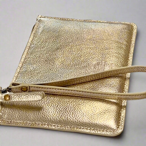 Starlight - Metallic Leather Clutch - Gold/Silver