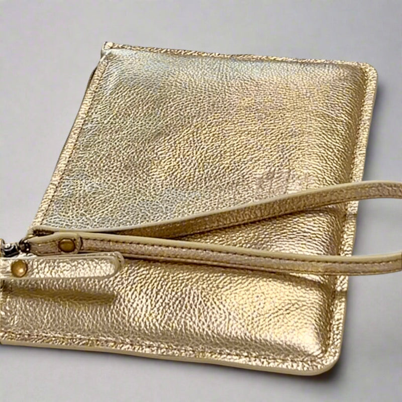 Starlight - Metallic Leather Clutch - Gold/Silver