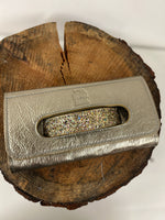 Gold Grab Handle Clutch Bag with Reversible Handle
