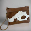 'Pasture' Extra Large Wristlet  - Tan Cow Print Leather - Ready to Ship
