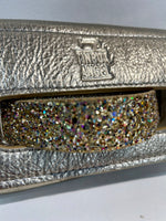 Platinum Gold   Leather Grab Handled Clutch