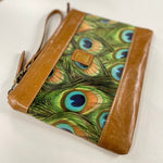 Luxury Leather & Peacock Velvet Crossbody Bag