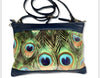 Luxury Leather & Peacock Velvet Crossbody Bag