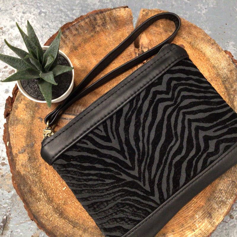 Luxury Velvet & Leather Clutch Bag