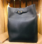 BUCKET BAG - High Quality Black Leather - Optional Shoulder Strap