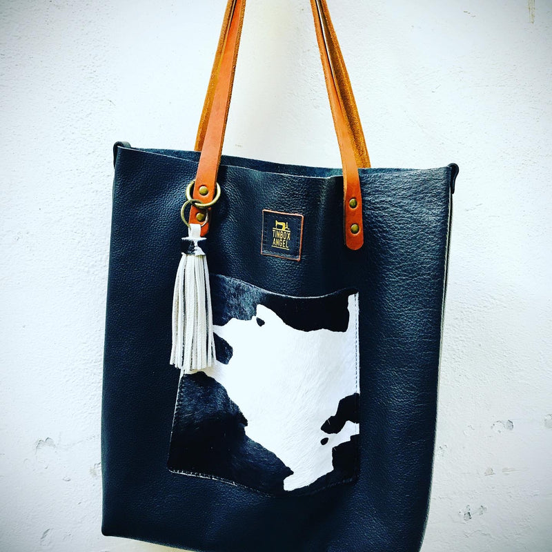 Leather Tote With Front Pocket