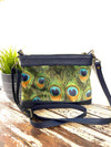 Luxury Leather & Peacock Velvet Crossbody Bag