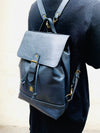 Navy Pebble-Grain, Large Leather Rucksack