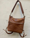 Leather 3 in 1 Convertible Bag - Rucksack - Shoulder Bag - Crossbody Bag - Honeysuckle
