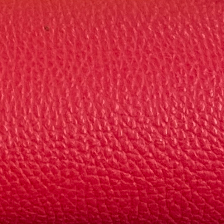 Pebble Grain Leather Tote Bag - Tomato Red
