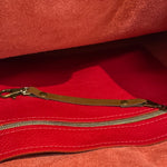 Pebble Grain Leather Tote Bag - Tomato Red