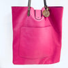 Pebble Grain Leather Tote Bag - Pink Dragonfruit