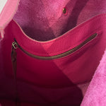 Pebble Grain Leather Tote Bag - Pink Dragonfruit