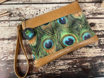 Luxury Leather & Peacock Velvet Crossbody Bag