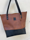 Two-tone FULL-GRAIN leather tote bag