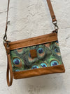 Luxury Leather & Peacock Velvet Crossbody Bag