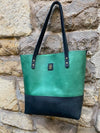 Two-tone FULL-GRAIN leather tote bag