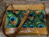 Luxury Leather & Peacock Velvet Crossbody Bag