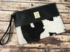 Medium Wristlet Clutch With Cow Print Leather