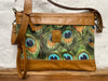 Luxury Leather & Peacock Velvet Crossbody Bag