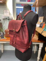 Chilli Red - Natural Leather Classic Multi-Way Rucksack