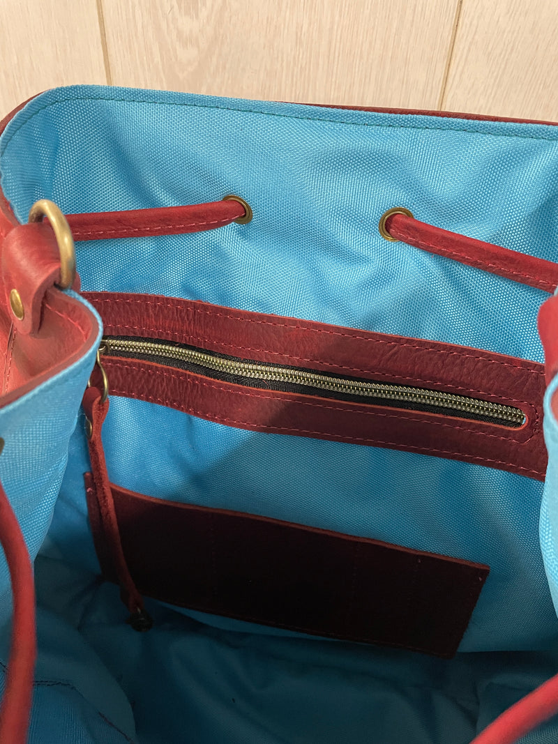 Chilli Red - Natural Leather Classic Multi-Way Rucksack